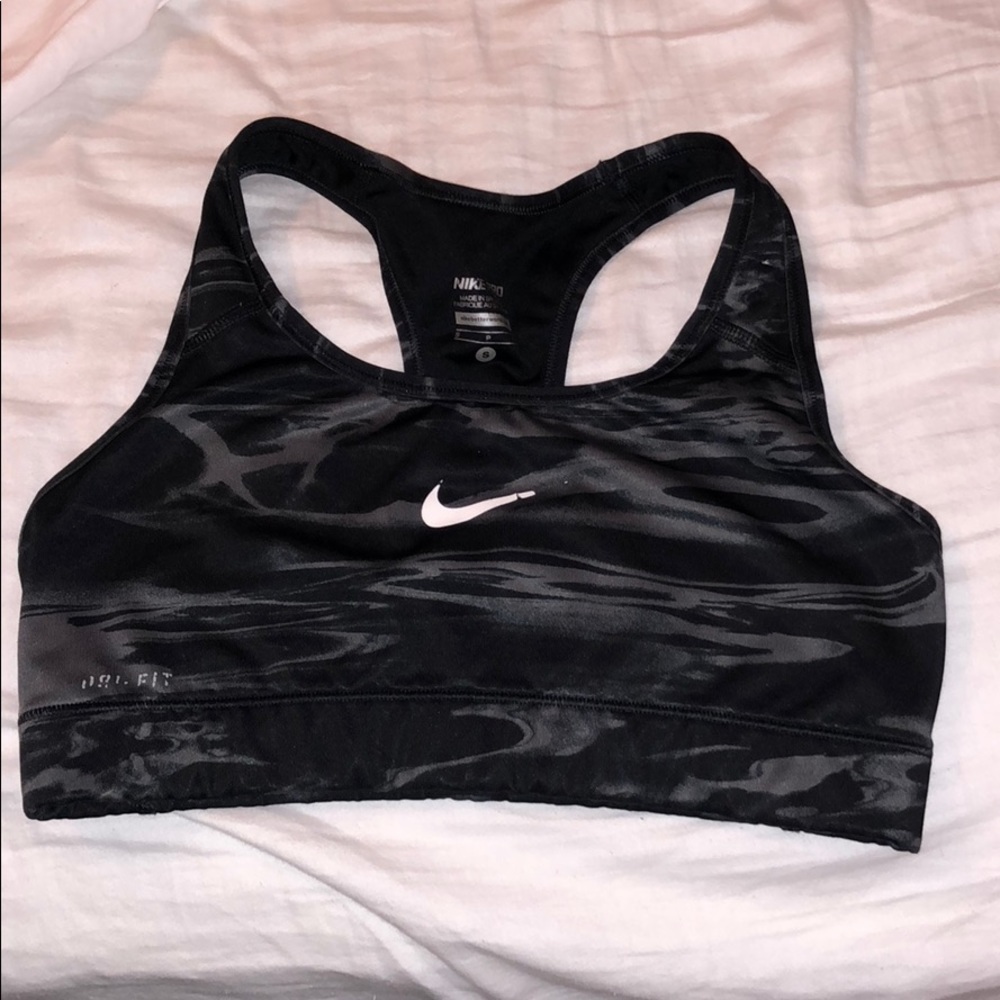 Grey and Black Nike sports bra